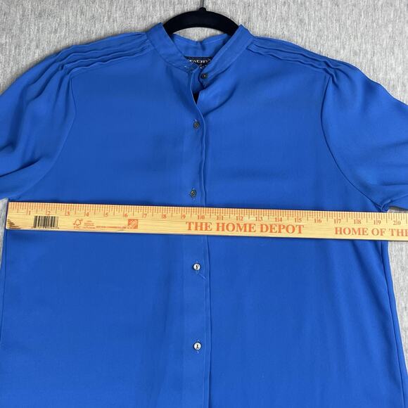 Vintage Givenchy For Chesa Mother Of Pearl Button Up Blouse Blue Size 6 Pleated - Picture 8 of 15